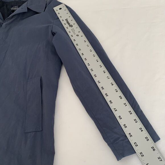 J Crew Trench Coat Men M Blue Authentic Outerwear Buttons Pockets Preppy Outdoor - Picture 10 of 11